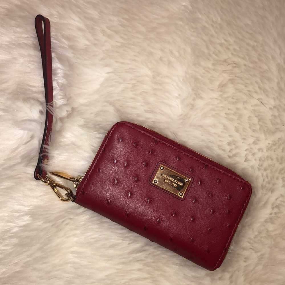 Authentic Michael Kors Wristlet Red Ostrich